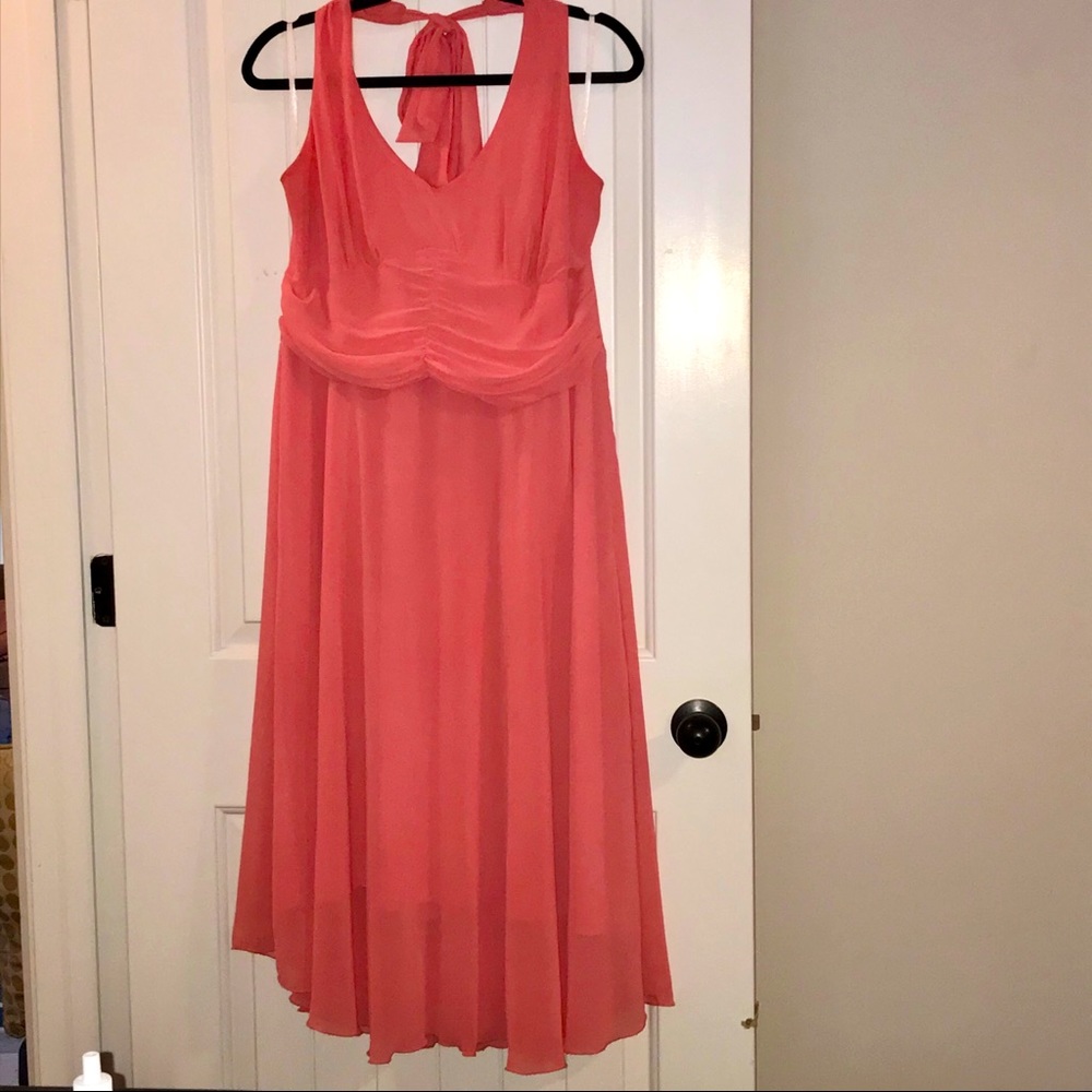 Ashley Stewart Coral Halter Midi Dress